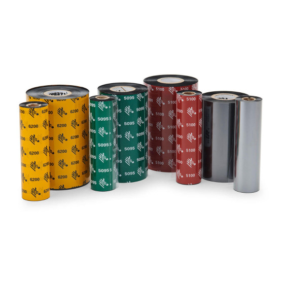 12 rubans transfert thermique, résine, 56,9 mm, Zebra ZipShip 5095