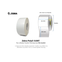 10 x rouleaux d'étiquettes 51x25mm Zebra PolyO 3100T
