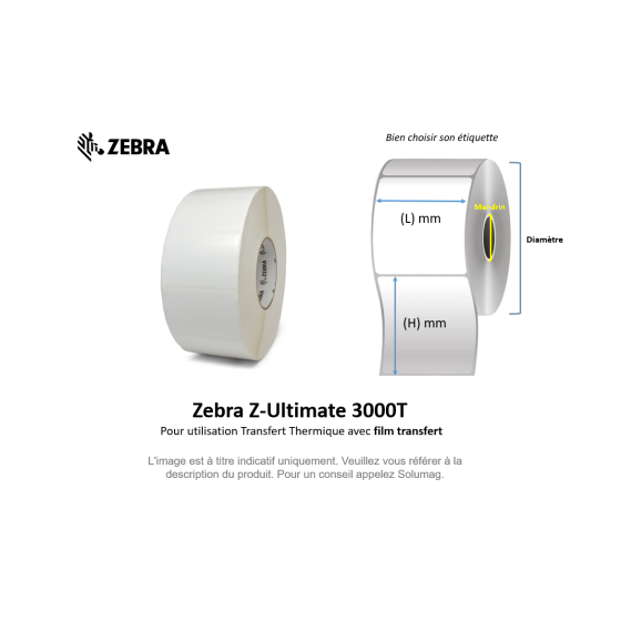 18 x rouleaux d'étiquettes 50,8x31,75mm Zebra Z-Ultimate 3000T