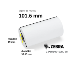 16 x rouleaux de tickets 101,6 mm, Zebra Z-Perform 1000D 80, papier thermique,