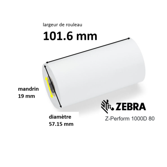 16 x rouleaux de tickets 101,6 mm, Zebra Z-Perform 1000D 80, papier thermique,