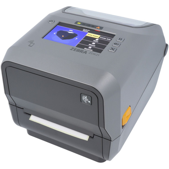 Zebra ZD621R, 8 pts/mm (203 dpi), écran (couleur), RTC, RFID, USB, USB Host, RS232, BT, Ethernet, WiFi, gris