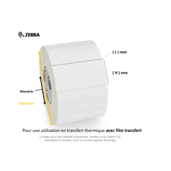 1 x rouleau d'étiquettes 100x13mm, Zebra Silverline Slim II RFID, Zebra, 600 d'étiquettes par rouleau, synthétique,