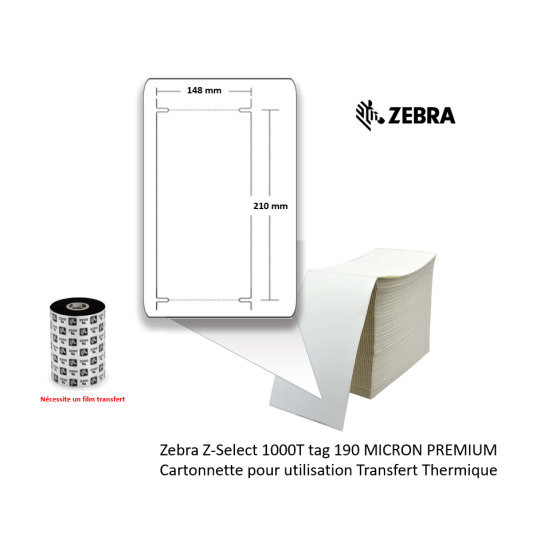 4 x Paravents 148x210mm fanfold pack, Zebra Z-Perform 1000T tag 190