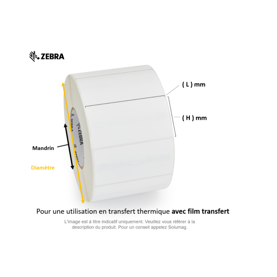 1 x rouleau d'étiquettes 100x13mm, Zebra Silverline Slim II RFID, Zebra, 600 d'étiquettes par rouleau, synthétique,