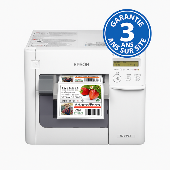 Epson ColorWorks C3500, massicot, USB, Ethernet, garantie 3 ans sur site