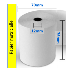 50 x Bobines matricielle 76x70x12 jaune/1 pli