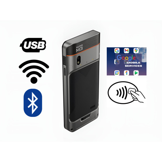 Sunmi M3, capacitif projeté, GPS, USB-C, BT (BLE), WiFi (Wi-Fi), 4G, NFC, Android, en kit (USB)