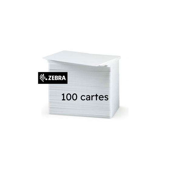 100 x cartes Zebra Premier PVC, 30 mil, Blanc