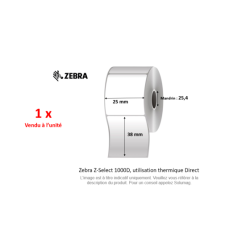 1 x rouleau d'étiquettes 38x25mm, Zebra Z-Perform 1000D,