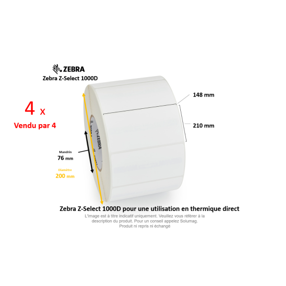 4 x rouleaux d'étiquettes 148x210mm, type 1000D