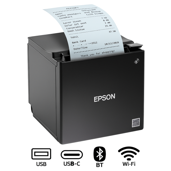 Epson TM-M30III-H, massicot, USB (type B, 2x), USB-C, Bluetooth, Wi-Fi, noir