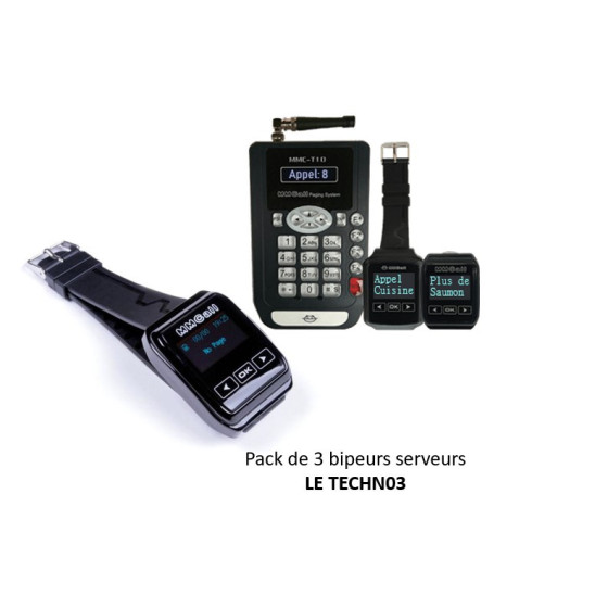 Pack 3 bipeurs serveurs alphanumériques type MONTRE