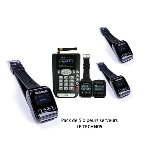 Pack 5 bipeurs serveurs alphanumériques type MONTRE