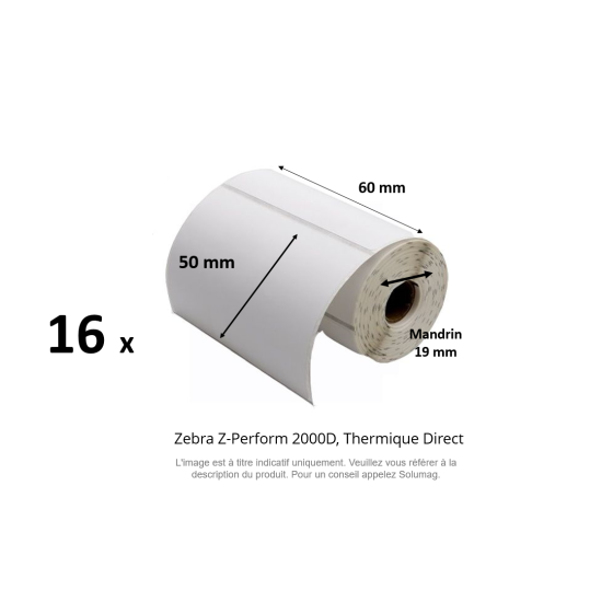 16 x rouleaux d'étiquettes 60x50mm, type 2000D