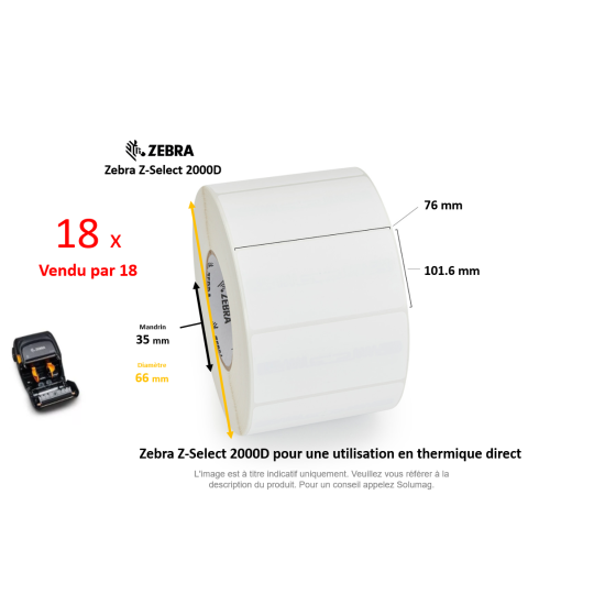 18 x rouleaux d'étiquettes 76x101,6mm, type 200D