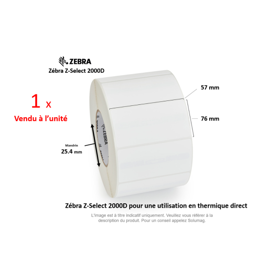 1 x rouleau d'étiquettes 57x76mm, type 200D