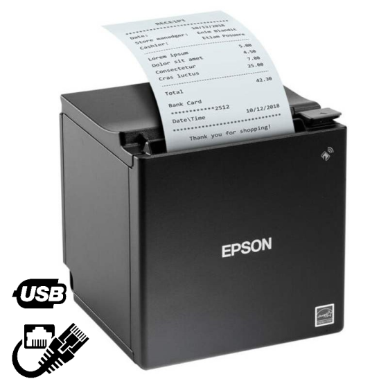 Epson TM-m30III, USB, USB-C, Ethernet, câble EU, massicot, noir