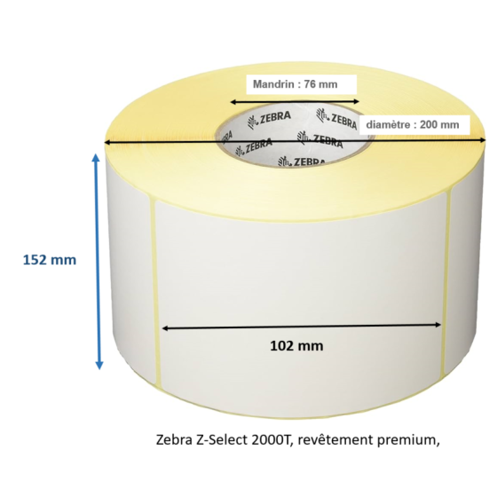 1 x rouleau d'étiquettes 102x152mm Z-Select 2000T (76060_SOLU)