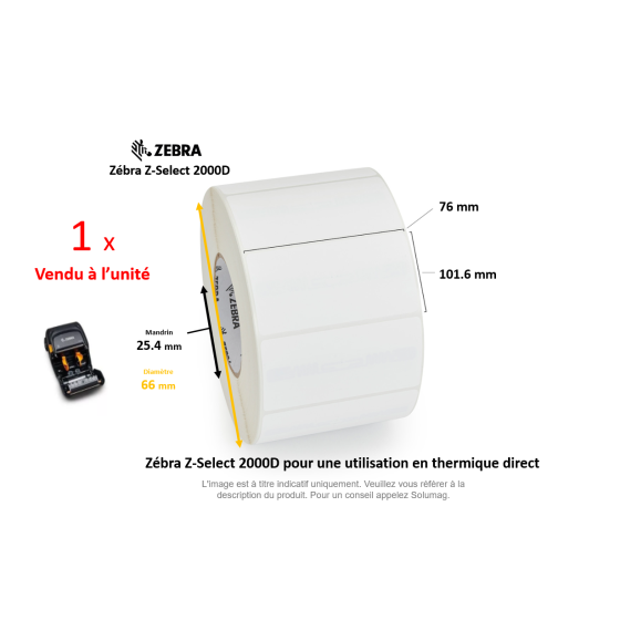 1 x rouleau d'étiquettes 76x101,6mm, type 2000D