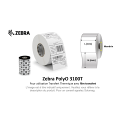 4 x rouleaux d'étiquettes 102x152mm, Zebra PolyE 3100T, mandrin 76mm