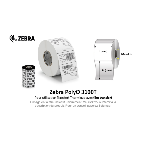 4 x rouleaux d'étiquettes 102x152mm, Zebra PolyE 3100T, mandrin 76mm