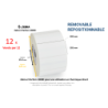 12 x rouleaux d'étiquettes 102x102mm, Zebra Z-Perform 1000D, papier thermique, repositionnable