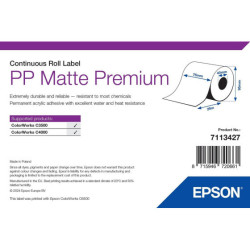 12 X Rouleaux d'étiquettes Epson PP Matte Premium, continu, synthétique, 29 m, largeur 105 mm