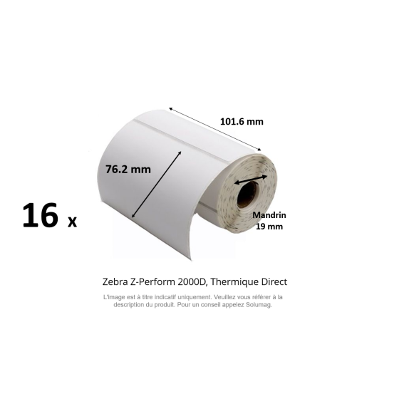 16 x rouleaux d'étiquettes 101,6x76,2mm, type 2000D
