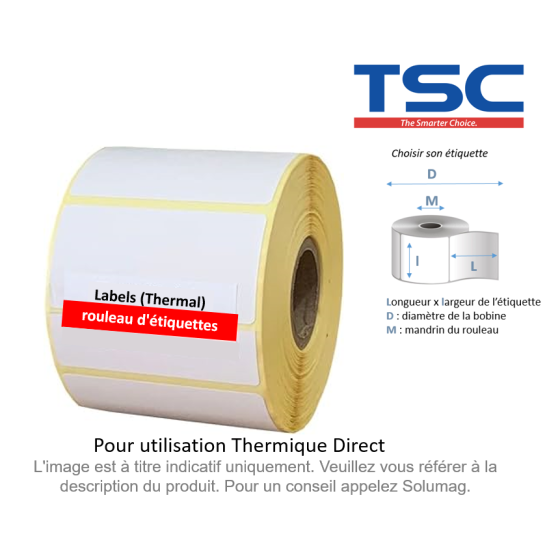 8 x rouleaux d'étiquettes 102x102mm, TSC, Papier Premium