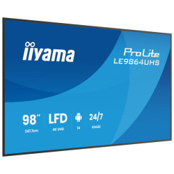 iiyama ProLite LE9864UHS-B1AG, 24/7, 247.7 cm (98''), 4K, USB, USB-C, RS232, Ethernet, WiFi, Android, en kit (RS232)