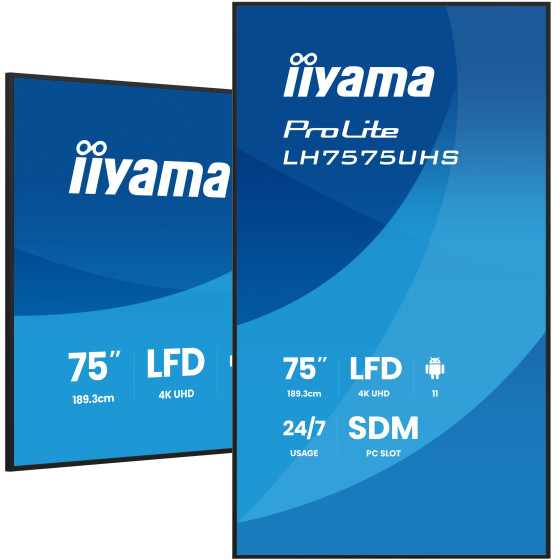 iiyama ProLite LFDs, 190,5 cm (75''), 4K, USB, RS232, Ethernet, WiFi, Android, en kit (RS232), noir