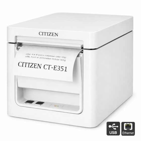 Citizen CT-E351, USB, Ethernet, 8 pts/mm (203 dpi), blanc
