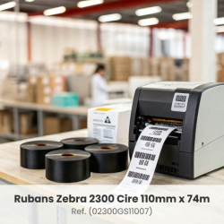 1 x ruban transfert thermique, cire, 110 mm Zebra ZipShip 2300,  (à l'unité)