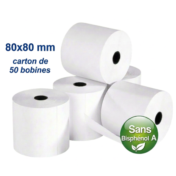 50 x rouleaux de tickets, papier thermique, 80 mm (55080-70809)