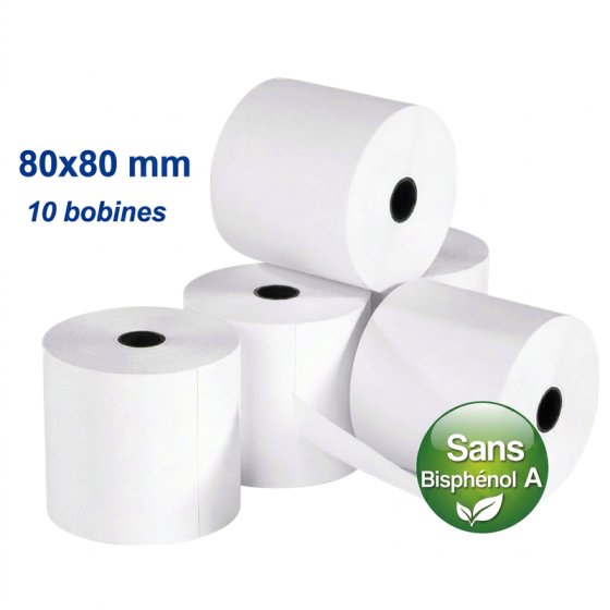 10 x rouleaux de tickets, papier thermique, 80 mm