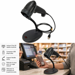 Honeywell Voyager Extreme Performance 1470g, 2D, multi-IF, avec câble USB, support, noir