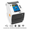 Zebra ZD621-HC, 12 pts/mm (300 dpi), écran (couleur), RTC, USB, USB Host, RS232, BT, Ethernet, WiFi, en kit (USB), blanc