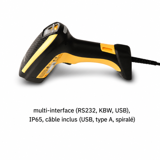 Datalogic PD9130, 1D, multi-IF, en kit (USB, spiralé), noir, jaune