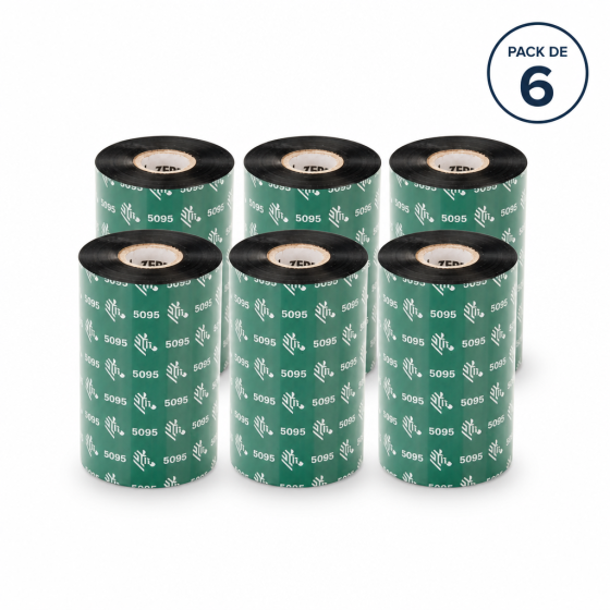 6 x rubans transfert thermique, résine, 40 mm, Zebra ZipShip 5095,