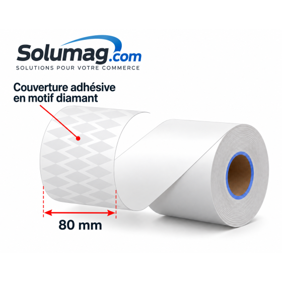 8 x Etiquettes (sans support - linerless), largeur 80 mm, blanches