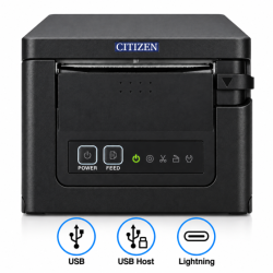 Citizen CT-S751, USB, USB Host, Lightning, 8 pts/mm (203 dpi), massicot, noir