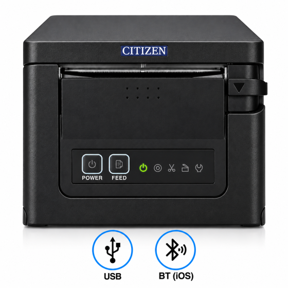 Citizen CT-S751, USB, BT (iOS), 8 pts/mm (203 dpi), massicot, noir