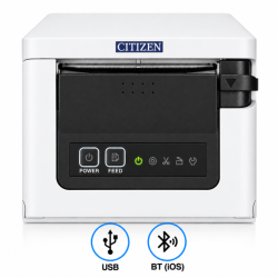 Citizen CT-S751, USB, BT (iOS), 8 pts/mm (203 dpi), massicot, blanc