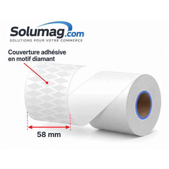 8 x Etiquettes (sans support - linerless), largeur 58 mm, blanches