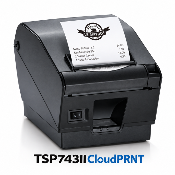 Star TSP743II, HI X, 8 pts/mm (203 dpi), massicot, USB, gris