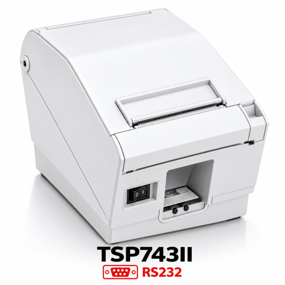 Star TSP743DII-24, RS232, 8 pts/mm (203 dpi), massicot, blanc