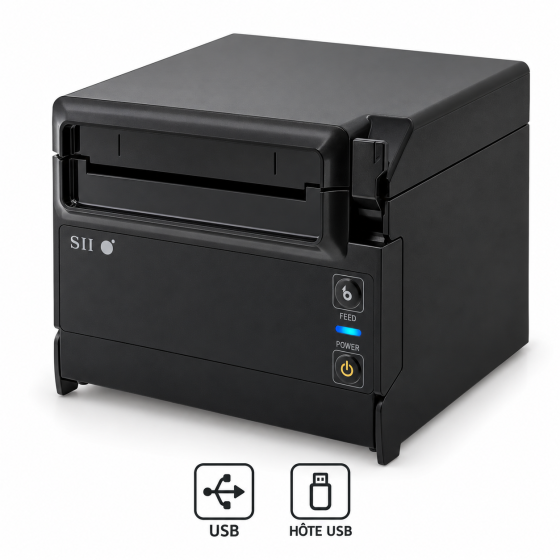RP-F10, 8 points/mm (203 dpi), cutter, USB, hôte USB, noir