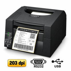 CL-S521II, 203 dpi, double interface RS232, USB, noir