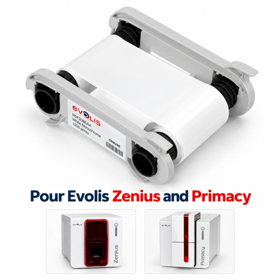 Evolis ruban signature Blanc pour : Zenius et Primacy